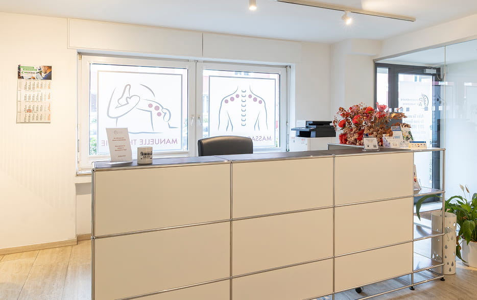 Empfangstresen der Physiotherapie am Rheinpark