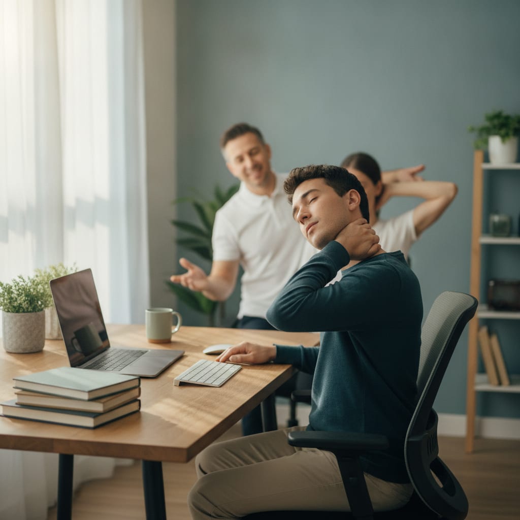 Nackenschmerzen durch Homeoffice: Wann Physiotherapie hilft